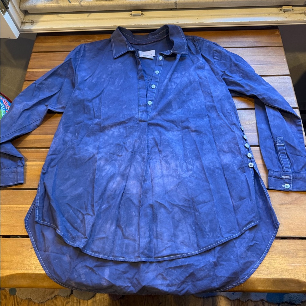 Anthropologie Periwinkle Cotton Button-Front Shirt Size Small